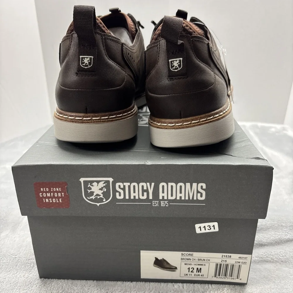 Stacy Adams Score Leather Plain Toe Derby 12 M NIB